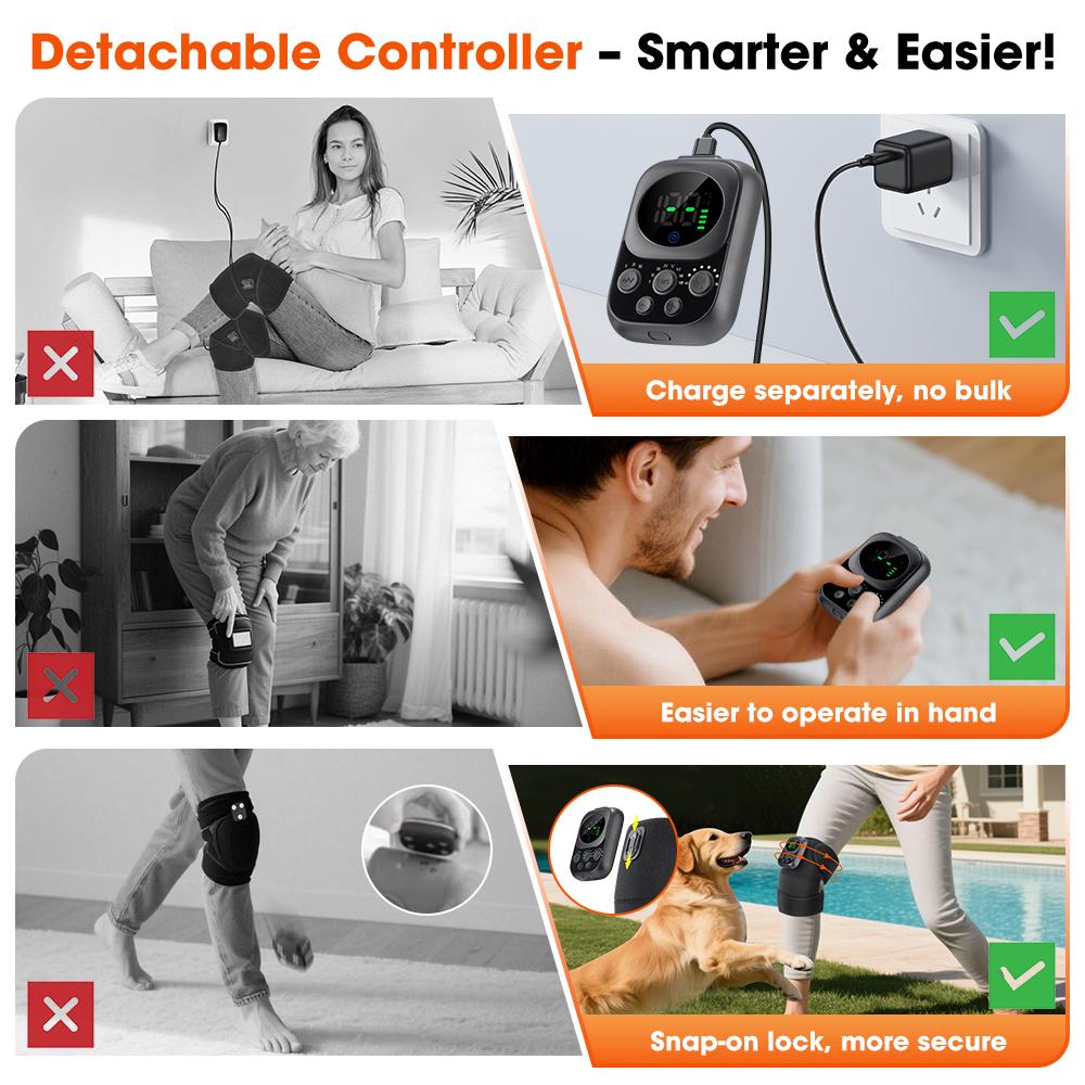 Multi Functional Knee Joint Massager Wireless Phone APP Control Heating Vibration Knee Elbow Pad with EMS Microcurrent Massage