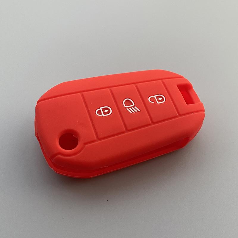 

Silica Gel Car Key Case Cover for Peugeot 2008 308 t9 208 For Citroen Berlingo 2019 C3 Cactus Picasso C4l C5 X7 C8 folding key красный