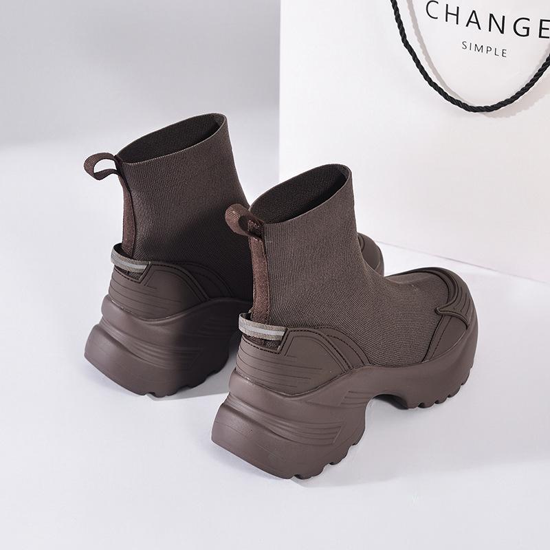 Women's Boots 2026 Autumn/Winter New Thick Soled Short Boots Women's Skinny Boots Elastic Socks Boots