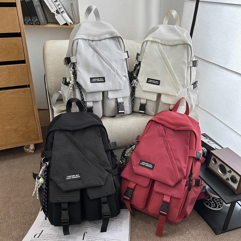 Schoolbag Schoolbag Large Capacity Trendy Cool Couple Casual Backpack Korean Ins College Style Flip Cover Junior High School Student Backpack