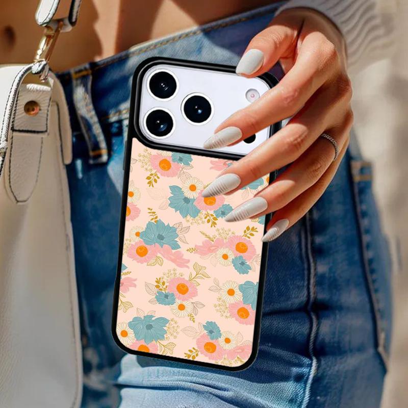 Vintage Flower Phone Case For iPhone 17 Air 14 15 13 12 Max Cover For Apple 16e 11 Pro Max Plus Coque