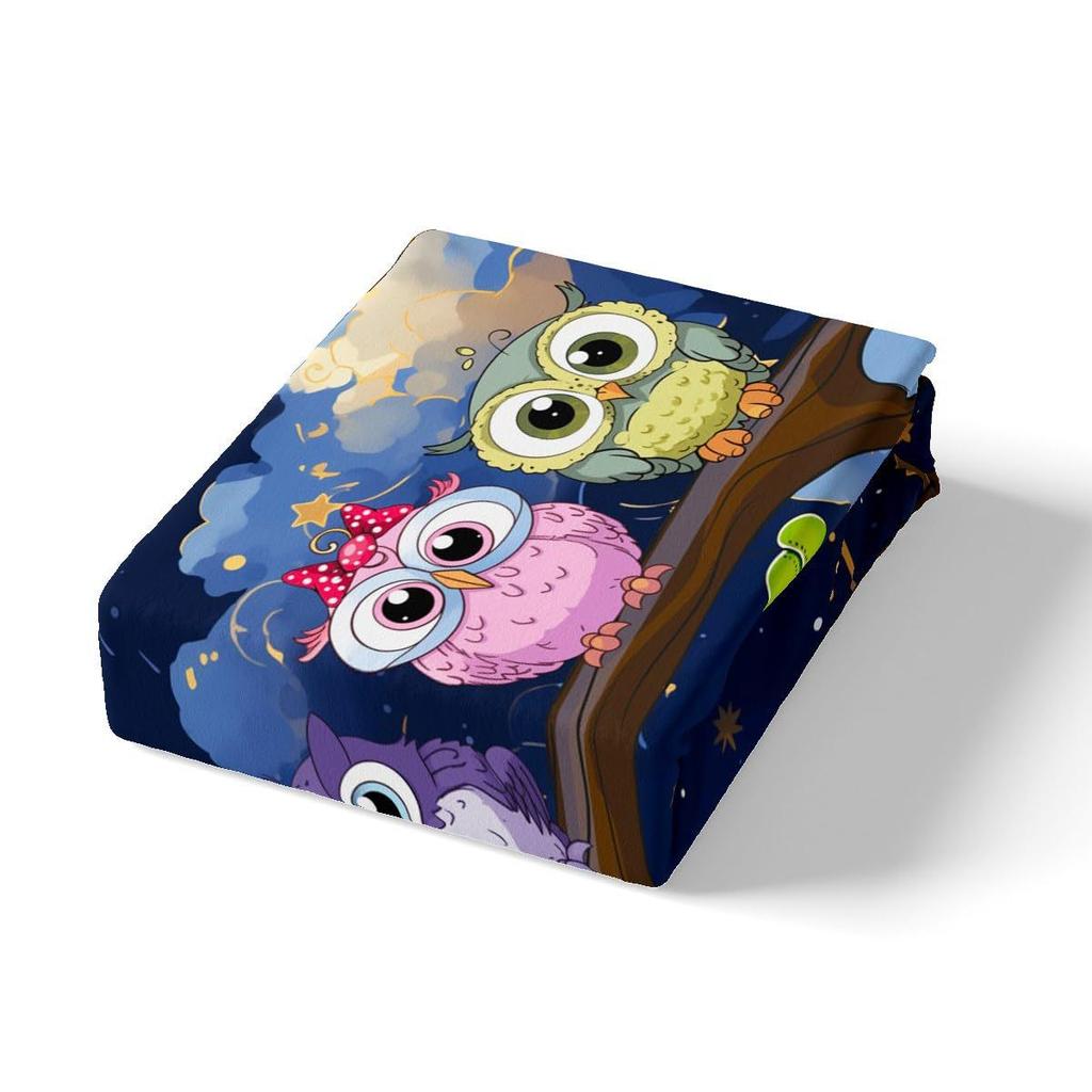 Home Textiles Owl Three-Piece Animal Digital Printing Quilt Pillowcase Bedding