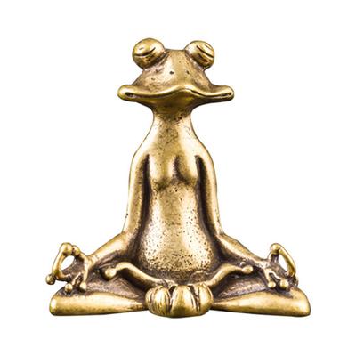 Puntos Vintage Brass Sitting Zen Frog Statue Sculpture Incense Holder Desk Ornament ARI