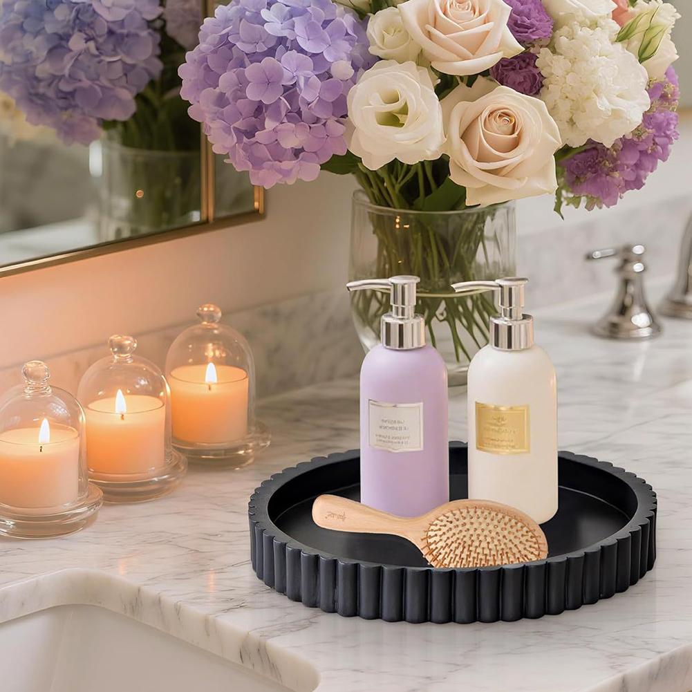 Circular Coffee Table Decor Tray Jewelry Trinket Dish Silicone Non-Slip Design Candle Coaster Kitchen Sink Soaps Tray