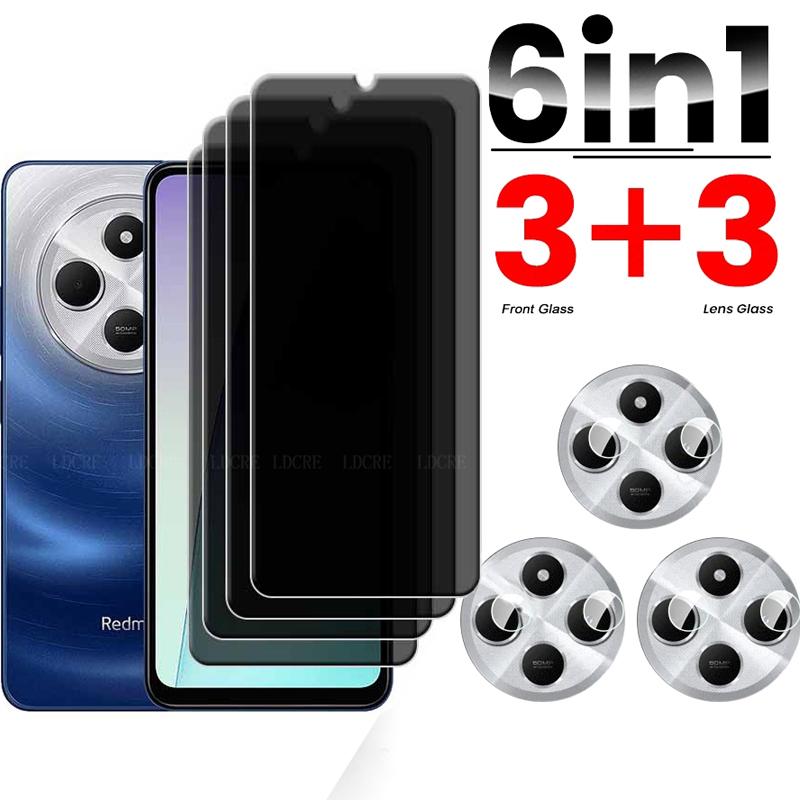 [3+3] 6PCS HD Clear Anti-Peeping Tempered Glass Anti-SPY Privacy Screen Protector Lens Film for Redmi 14C 4G 13 13C Note 13 Pro 4G Note 14 5G