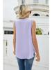 European & American Women's Fashion: Spring/Summer Solid Color V-Neck Sleeveless Shirt with Lace Trim