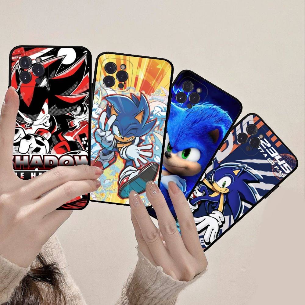 Game Sonic Movie Anime Phone Case For Iphone 17 16 15 14 13 12 11 Pro Max Plus Black Shell Cover Case