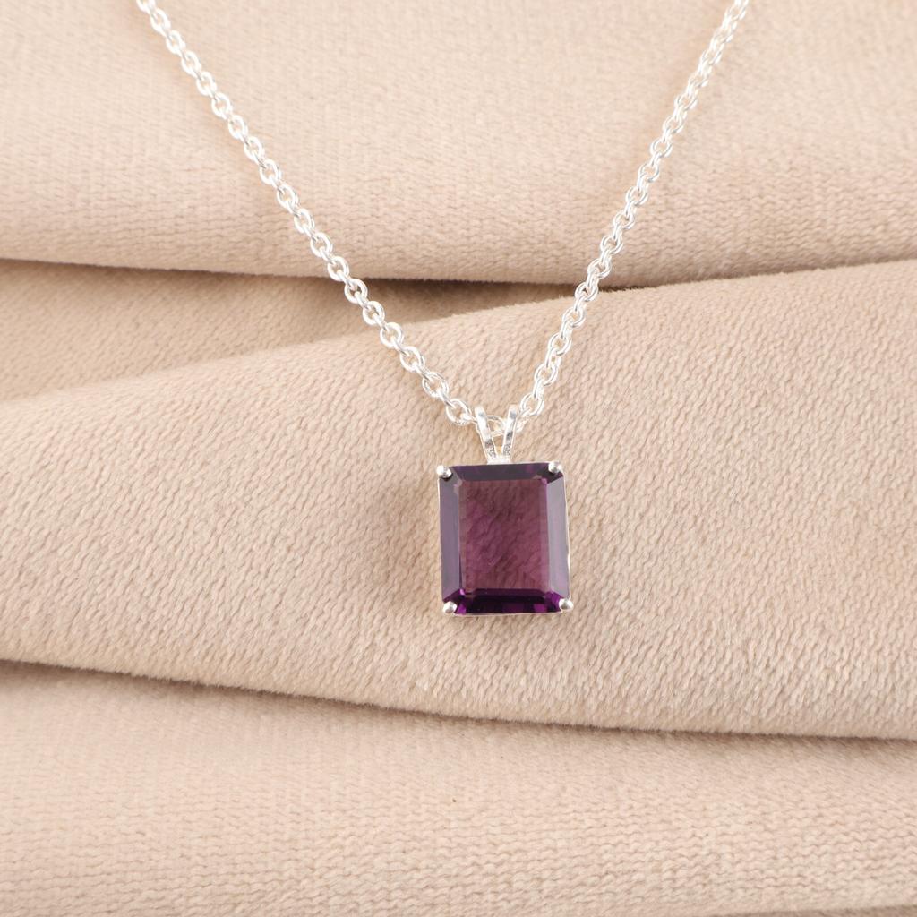 Natürlicher Amethyst Edelstein 925 Sterlingsilber Schmuck Damen Anhänger 0,69" Geschenk PP-58-1