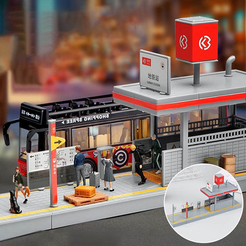 1:64 Scale Metro Station Diorama Model Architecture Scene Kits Diy Unassembly For Diorama Sand Table Layout Decor