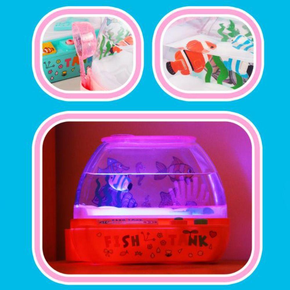 Cartoon Mini Simulation Fish Tank Lovely LED Light Up Tank Music Interactive Aquarium Toys  Home