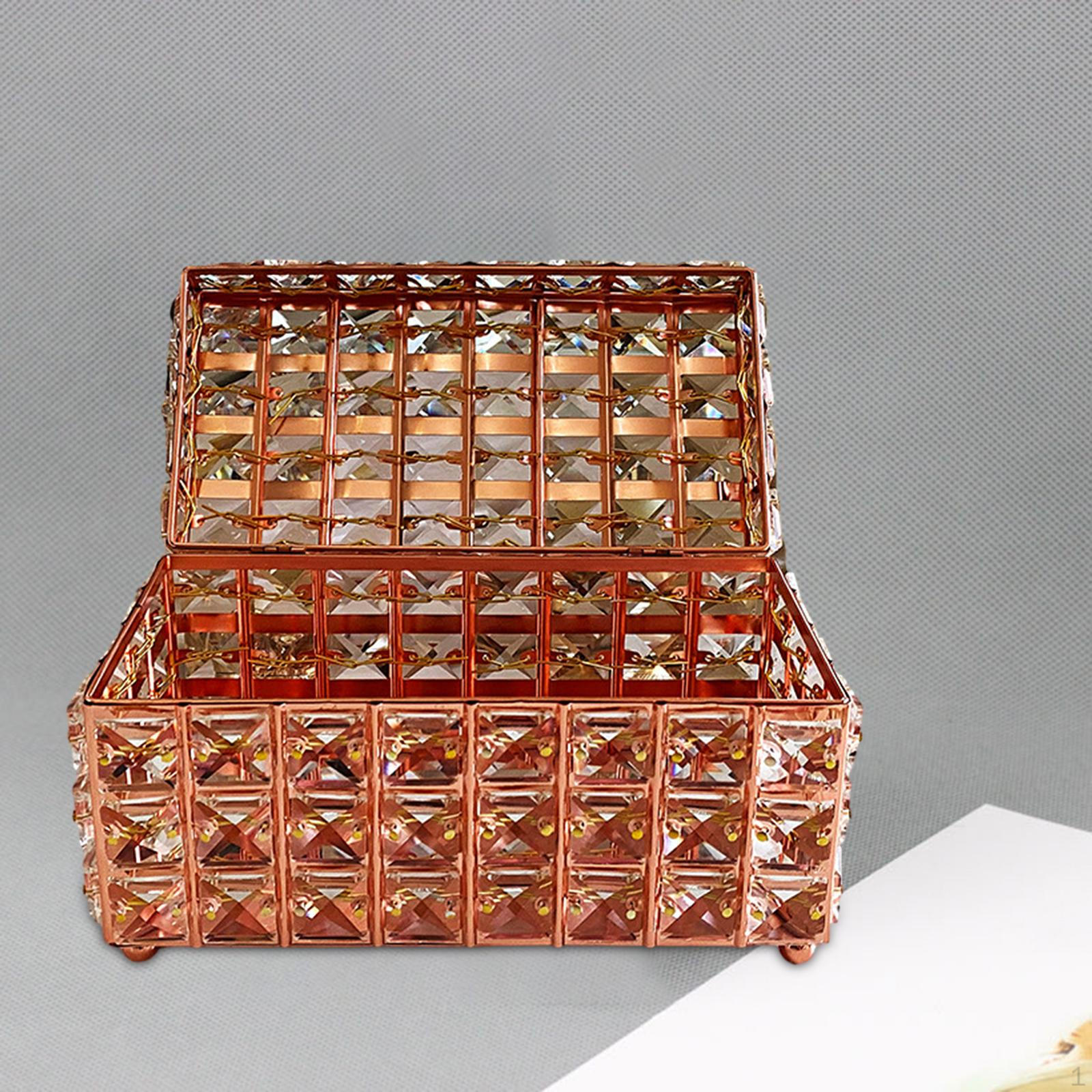 

Crystal Jewelry Box Case Elegant Cosmetic Trinket Organizer Container for Bedroom рожевий колір золота