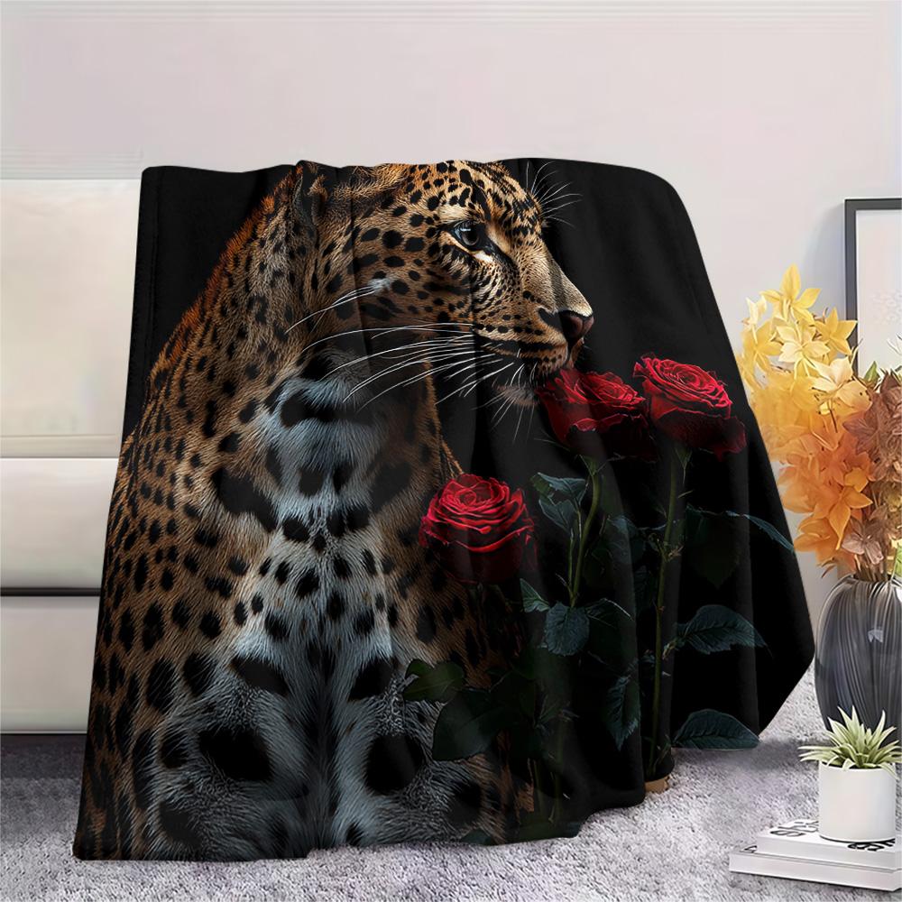 Leopard Print Flannel Blanket, High quality Comfortable for All Seasons, Home Decor, Warmth and Comfort, Perfect for Christmas Gifts