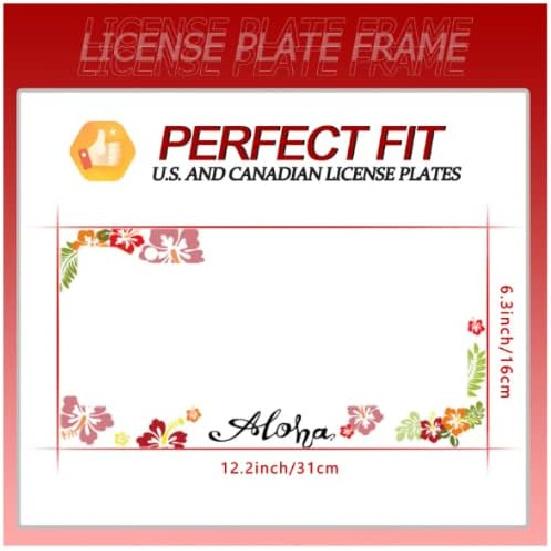 Aloha Hawaii Hibiscus Floral Flowers Colorful License Plate Frame Car License Plate Stainless Steel Accessory License Plate Decorative 2 Holes Screw