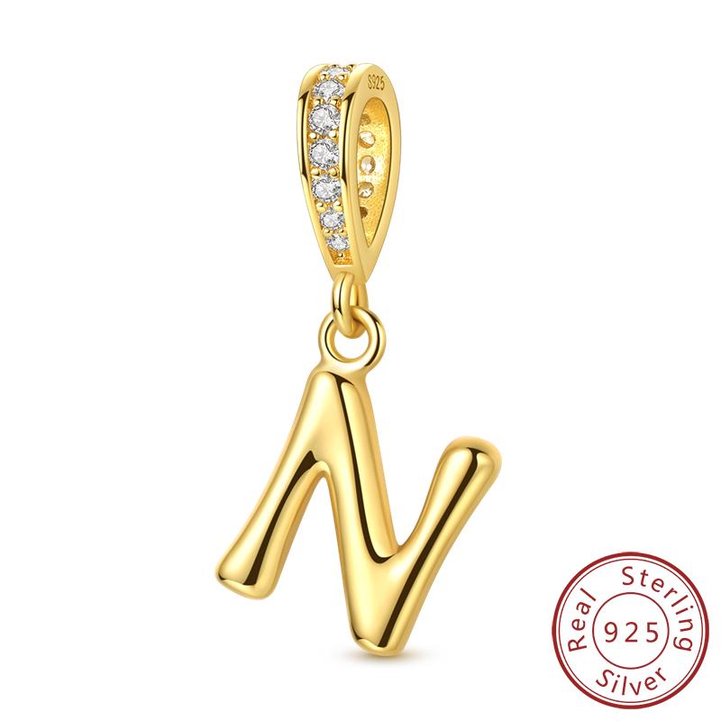 Dekorative Charms Perlenelemente Echtes Kupfer A-Z Alphabet 26 Buchstaben Charm Dekorationen Anhängerstück Geeignet Für Authentischen Armreif Armband