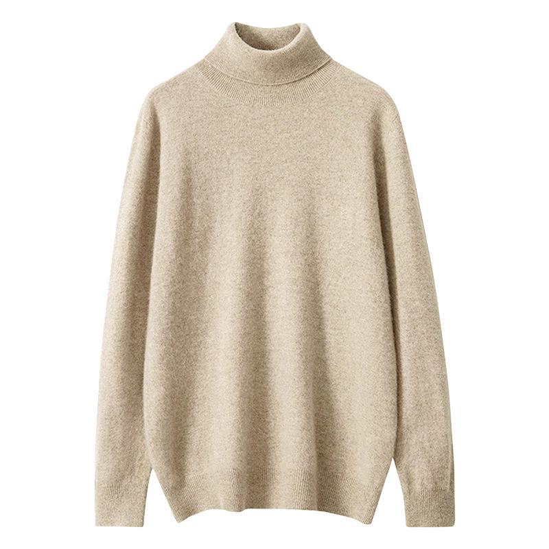 Men's Seamless High Neck 100% Cashmere Sweater - Versatile Autumn/Winter Knitwear