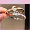 Stainless Steel Zircon Horsebit Bracelet With Geometric Design For Fashionable Women