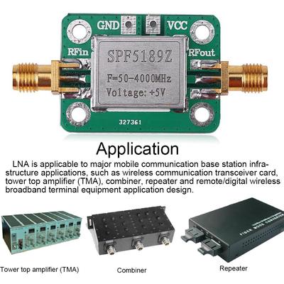 JMT SPF5189 LNA 50-4000MHz RF nízkošumový širokopásmový zesilovač signálu 0,6dB/20dB zisk RF signálový přijímač modulu stínění desky (4000 MHz)