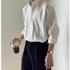 Heren Vintage Mode Japanse Stijl Gestreept Business Casual Overhemd Lente Zomer Revers Lange Mouw Losse Tops Camisas De Hombre