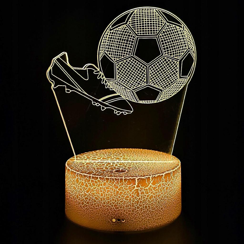Night Desk Lamp For Children Soccer Football Cleats 3D Illuminated + Remote Control