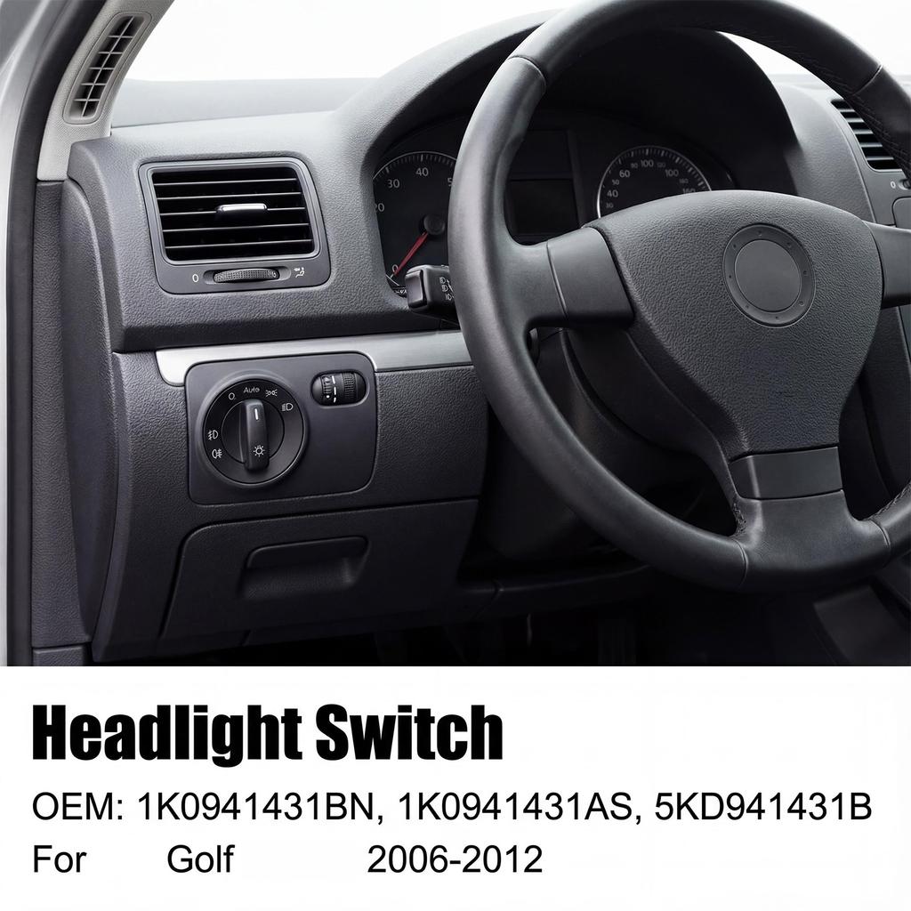 Automotive Accessories for Golf 5 6 Headlight Switches Knob 5KD941431B Easy Installation Headlamp Fog Light Control Switches
