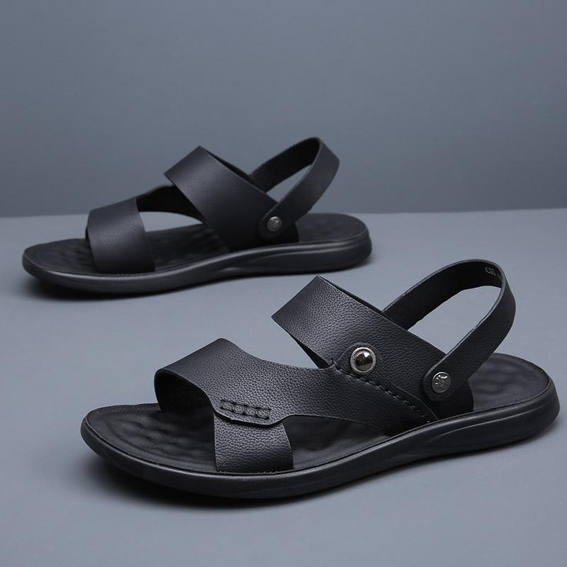 Plus Size 38-48 Men'S Sandals Multifunctional Slides Split Leather Summer Footwear For Man Slippers