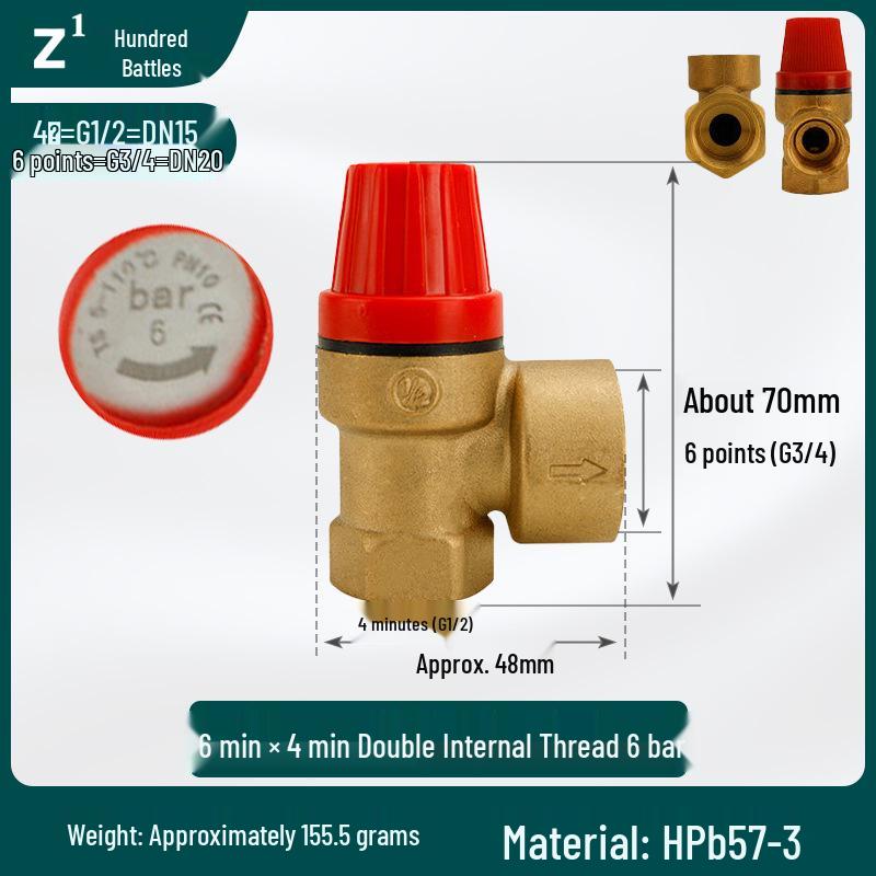 4-6 Minute Thickened Brass Angle Safety Relief Valve with Automatic Drain for Solar Water Heaters