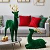 Christmas Reindeer Figurines 2Pcs Flocking Deer Statue Tabletop Decor for Living Room Home Office Holiday Party Christmas Decor
