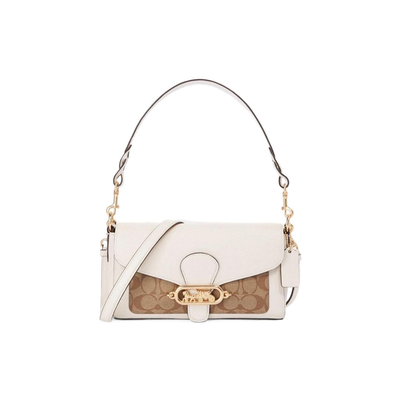

Coach Jade 26 Monogram Color Block Leather Shoulder Bag Women Handbags White Dark-Brown 90782-IMDJ8 Basic Set (Bag+Dust Bag)