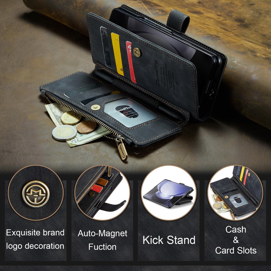 Suitable for Samsung Z Fold5 phone case, S23FE multifunctional card slot phone leather case, A34 flip cover protective case