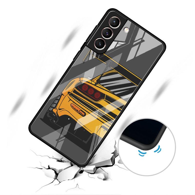 Carcasă din sticlă cu benzi desenate din Japonia JDM pentru mașini sport pentru Samsung Galaxy S22 S20 FE S21 Plus Husă pentru telefon S10 5G S9 Note 20 Ultra 10 Lite Shell