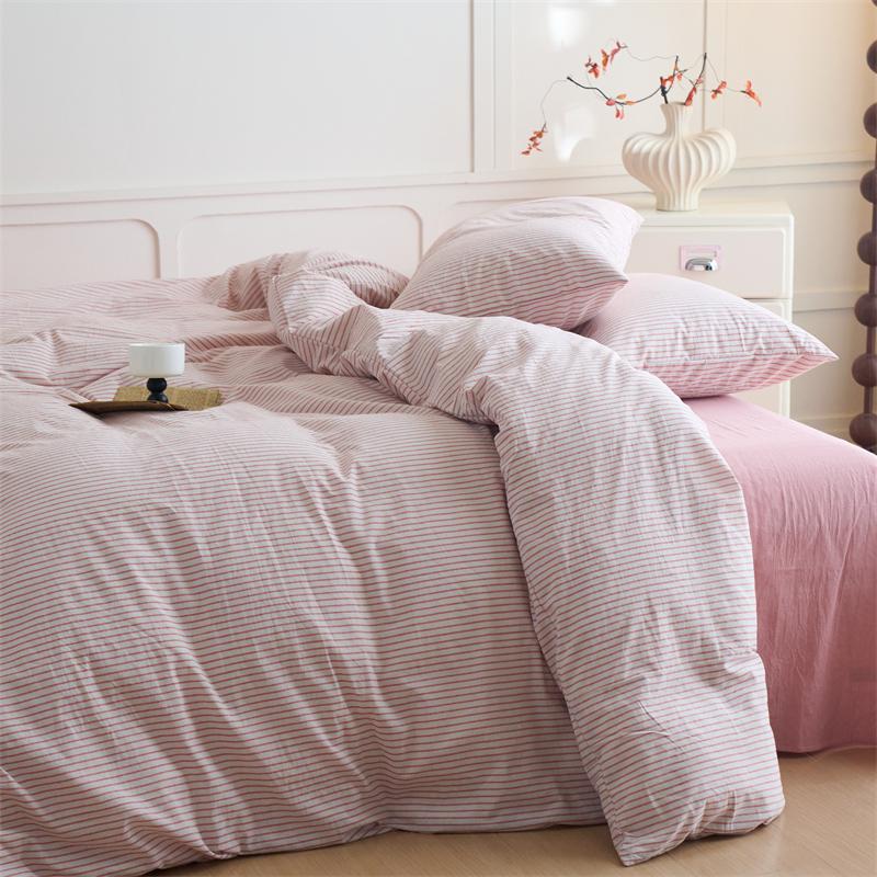 Luxury 100% Cotton Yarn-Dyed 3-Piece Duvet Cover Set (1 Duvet Cover + 2 Pillowcases), Pre-Washed,Stripe Design, Bedding Set