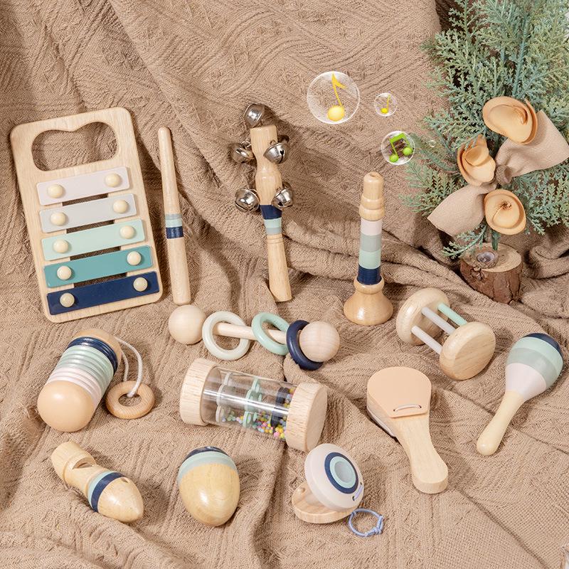 Children's Musical Wooden Rattle Toy Set for Early Education and Gift