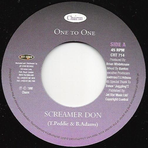 

7inch Record SCREAMER DAN SANDEENO One To One CRT714 Charm 1998 UK Reggae Ska Dub Used