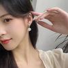 1 Pair Women Earrings Camellia Shape Faux Pearl Design Show Unique Charm Alloy Mini Flower Style Elegant All-Match Drop Earrings for Dating