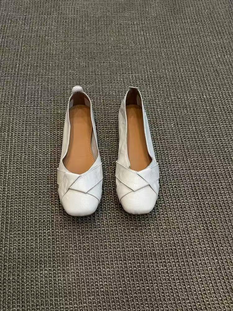 Soft Leather Version~ French Niche Outer Wear One-pedal Flat Shoes Femininity Versatile Casual Shallow Mouth Small Single Shoes