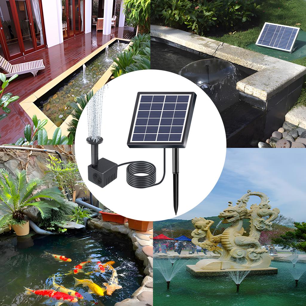 1,5 W Solar-Brunnenpumpe, 160 l/h Durchflussrate, Tauchwasserpumpe mit 8 Düsen, 9,84 Fuß Wasser