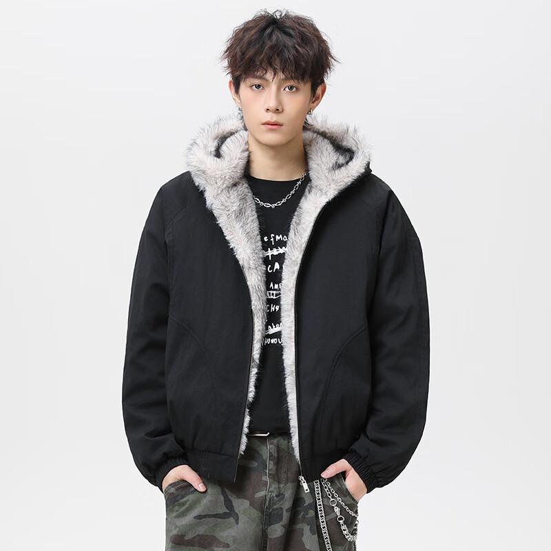 Wassup Sohot Men's American Eagle Faux Fur Hooded Winter Padded Jacket