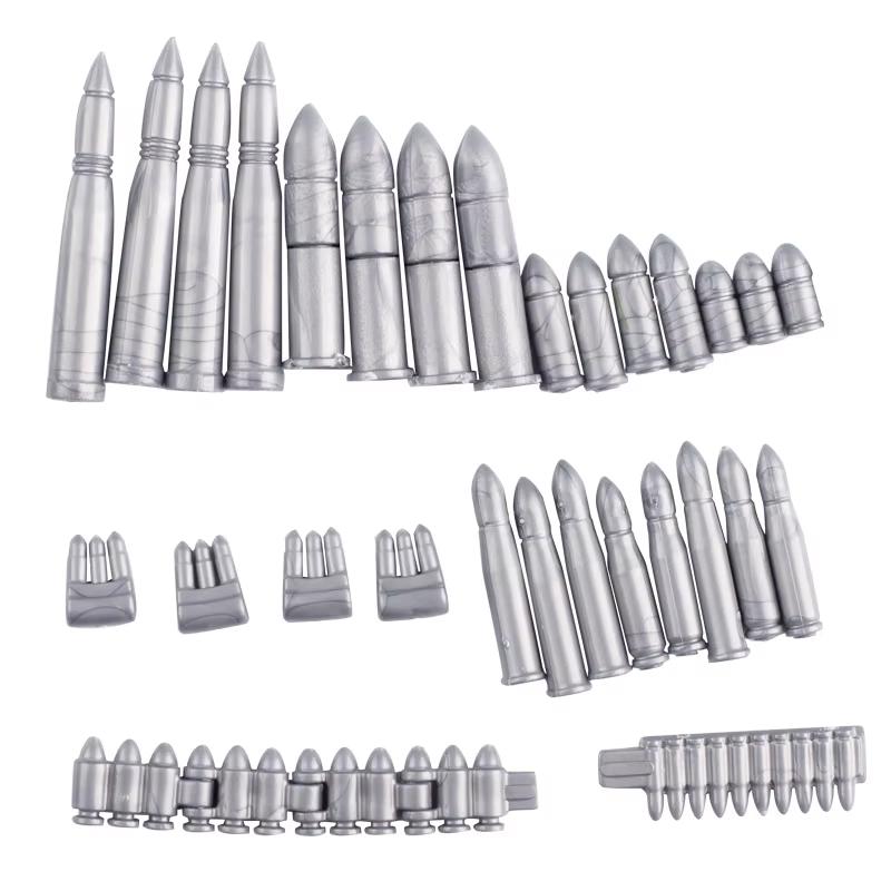 MOC WK2 Militärische Ausrüstung Baustein Set Soldat Waffe Kugel RPG Rakete Waffen Kiste Motorrad Barriere Zaun Ölfass Baustein Spielzeug