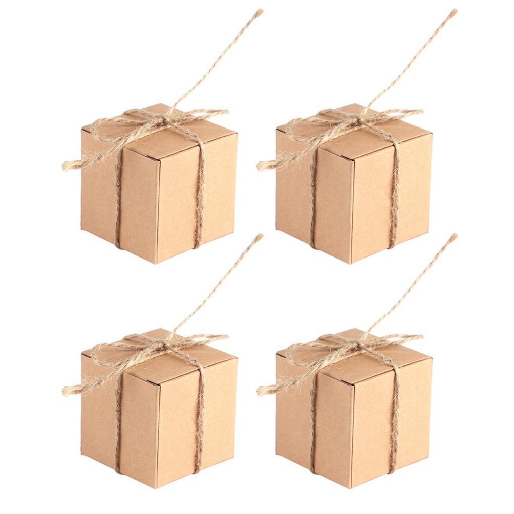 50PCS Brown Kraft Paper Square Wedding Favor Candy Chocolate Gift Party Supply Boxes