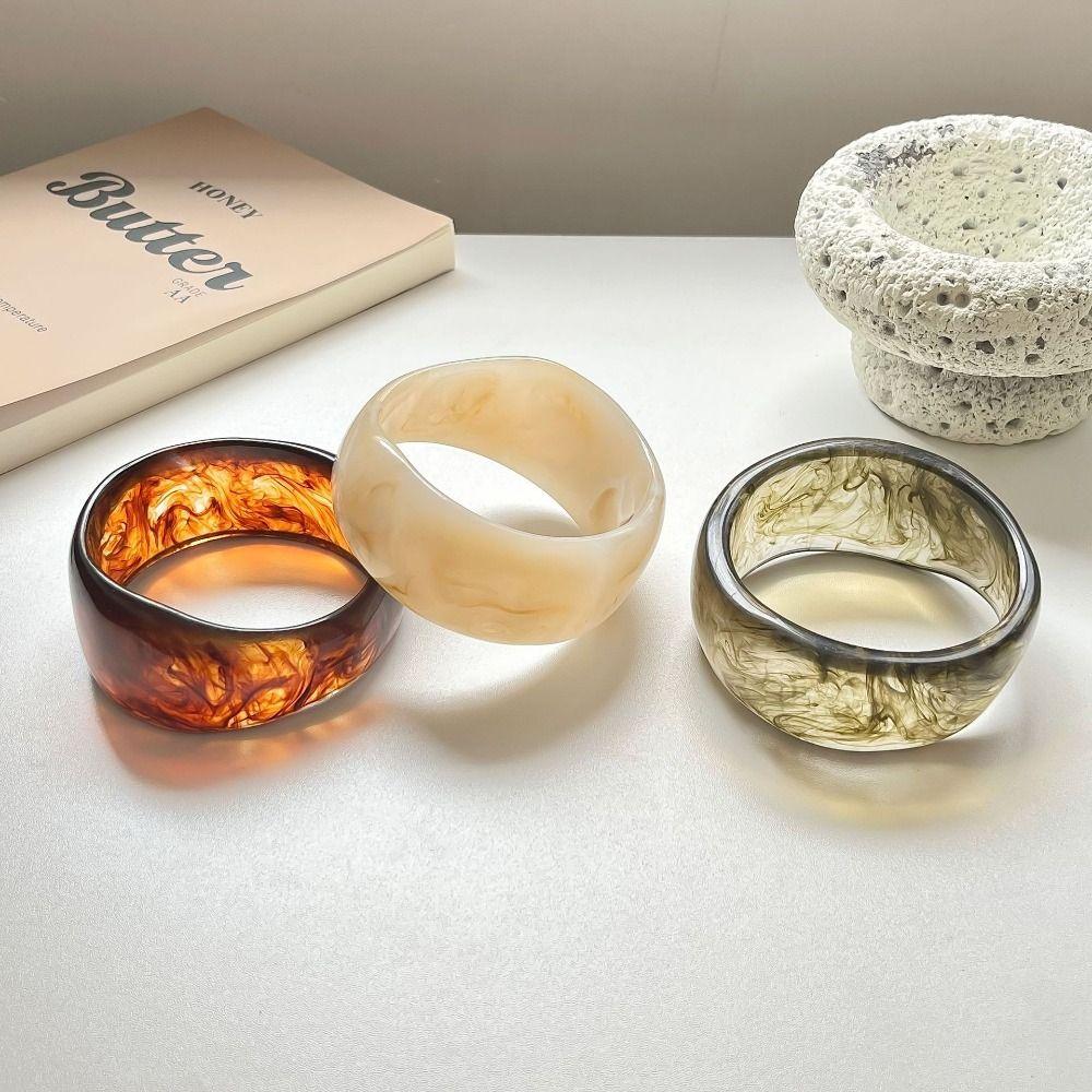 Bohemian Acrylic Bangle Shiny Transparent  Hand Ring Unique Irregular Wide Bracelet  Decoration