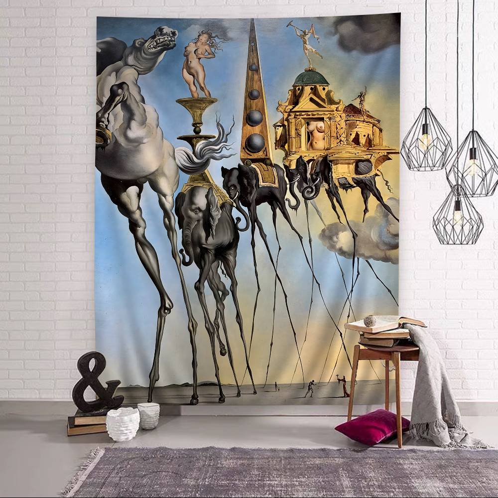 

S-Salvador Dali Abstract Art Printed Large Wall Tapestry Cheap Hippie Wall Hanging Bohemian Wall Tapestries Mandala INS 50x70 cm
