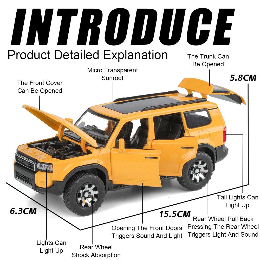 1:32 Scale Supra GT4 Prado Car Model Toy Doors Opened Sound Light Pull Back High Simulation Cars Models for Children's Toys