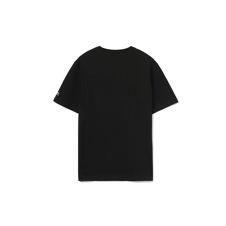 Li-Ning Embroidered Logo Knit Breathable T-Shirt Men Tops Black AHSR517-2