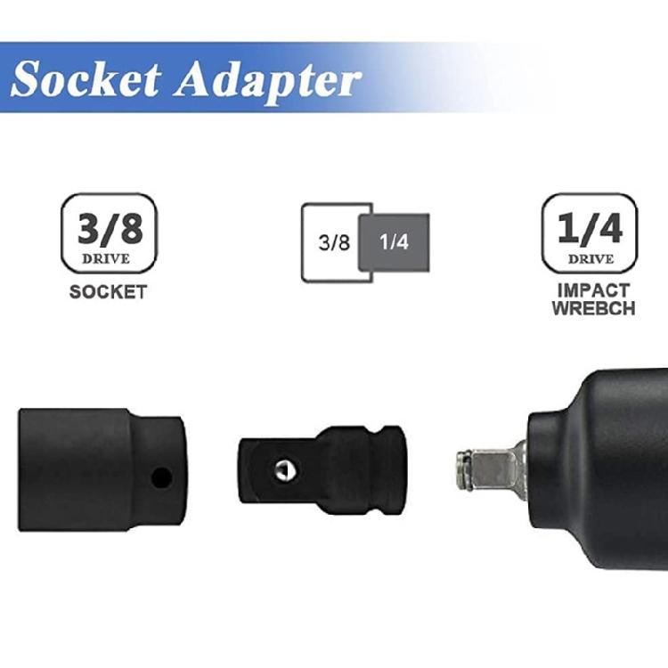 4 Piece 1/2" 3/8" 1/4" Drive Socket Adapter Converter Kit Precisions Antislip Technology For Power Tool Accessories