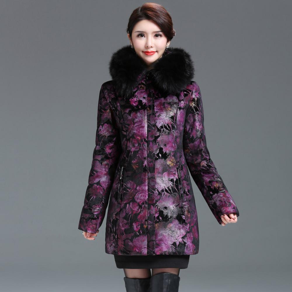 Mom's Embossed Medium and Long Middle-aged and Elderly Down Jackets for Women Fattened and Thickened New Winter Jackets