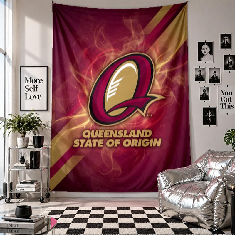 Queensland Maroons Duvar Halısı Ev Dekorasyonu Yatak Odası Oturma Odası Arka Planı için Duvara Asılan Kumaş