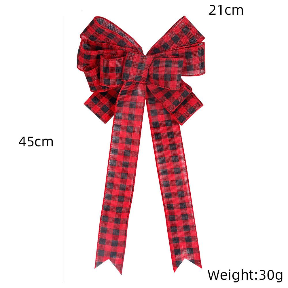 Handcrafted Christmas Decoration Red And Black Plaid Bow For Festive Tree Ornament