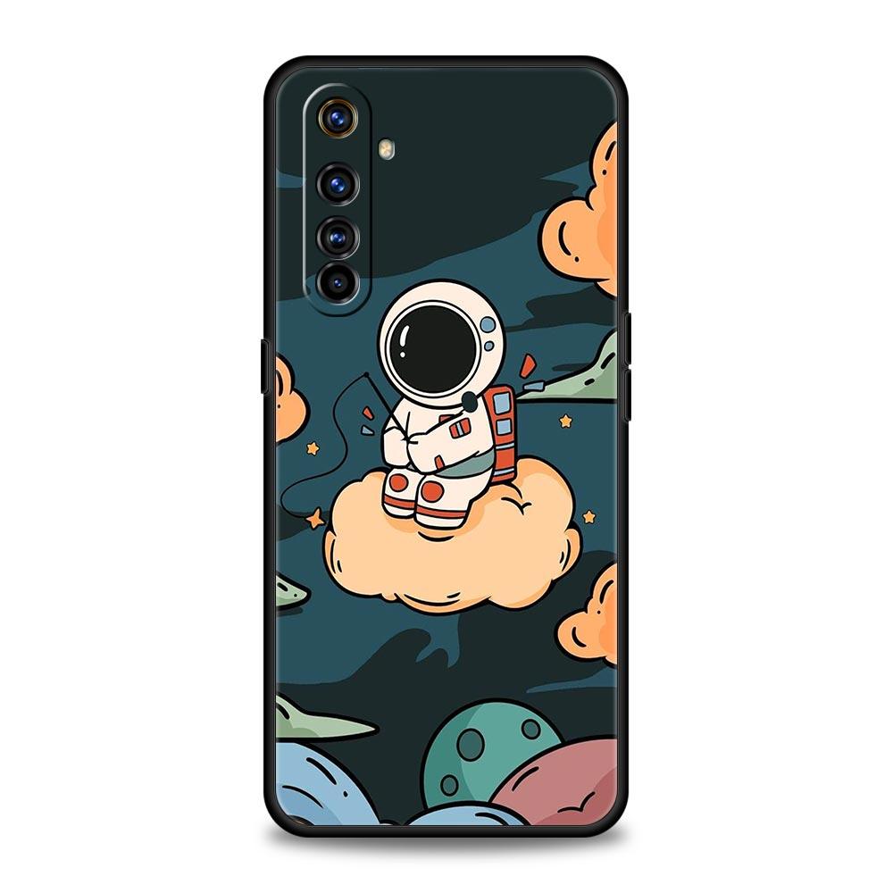 Cartoon Cute Cosmonaut Case For Realme C67 C63 C55 C53 C35 C25 C21 GT 2 3 5 6 10 11 12 13 Pro Plus 5G Soft TPU Phone Cover Capas