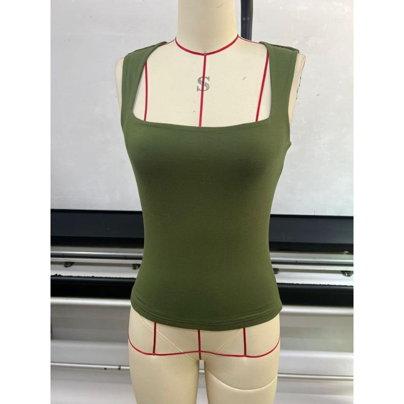 Camiseta casual de verano sin mangas con cuello cuadrado para mujer