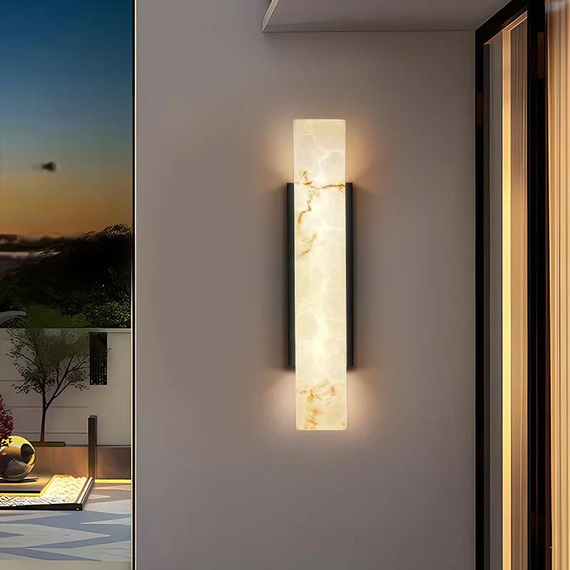 Nordic Luxury Wall Light Outdoor Waterproof IP65 Imitation Marble LED Wall Light bedroom Stainless Steel Street Decoration Lamp